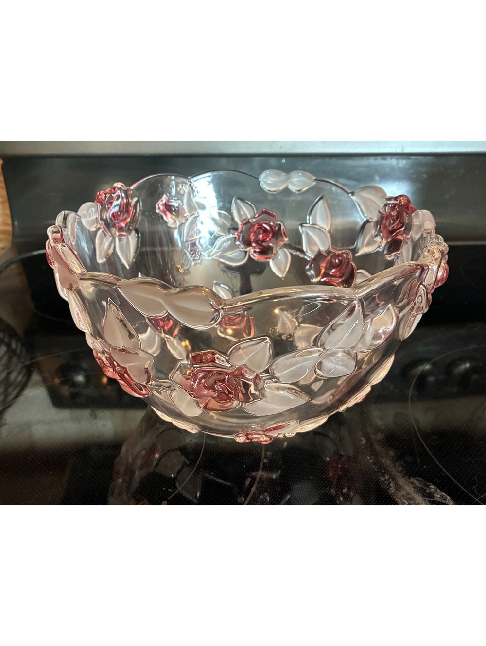 Vintage Mikasa Bella Rosa Pink Frost 9" Crystal Bowl Walther Glas Germany